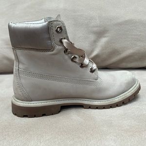 Beige Timberland boots